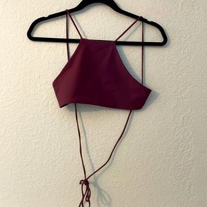 #79 Burgundy Sexpot Halter Crop Top